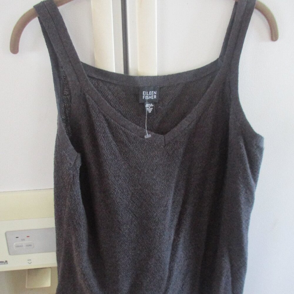 Eileen Fisher Charcoal Sleeveless Tank Top-Size M -100%wool crepe nwot
